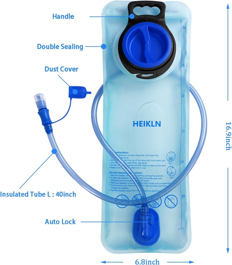 HEIKLN Hydration Bladder 1.5L-2L-3L,Leak Proof Water Reservoir, BPA Free Military Water Storage Bladder Bag Hydration Pack Replacement Easy Clean for Bicycling Hiking Camping Hunting Running - Image 2